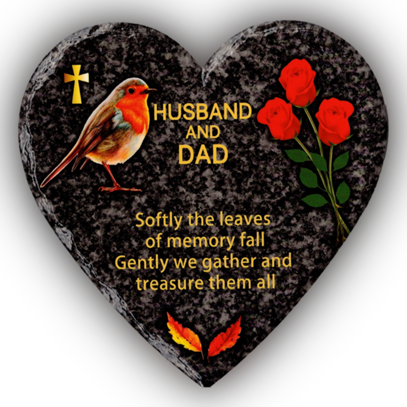 Hooli Mooli - Heart Shape Granite Grave Plaque Husband and dad
